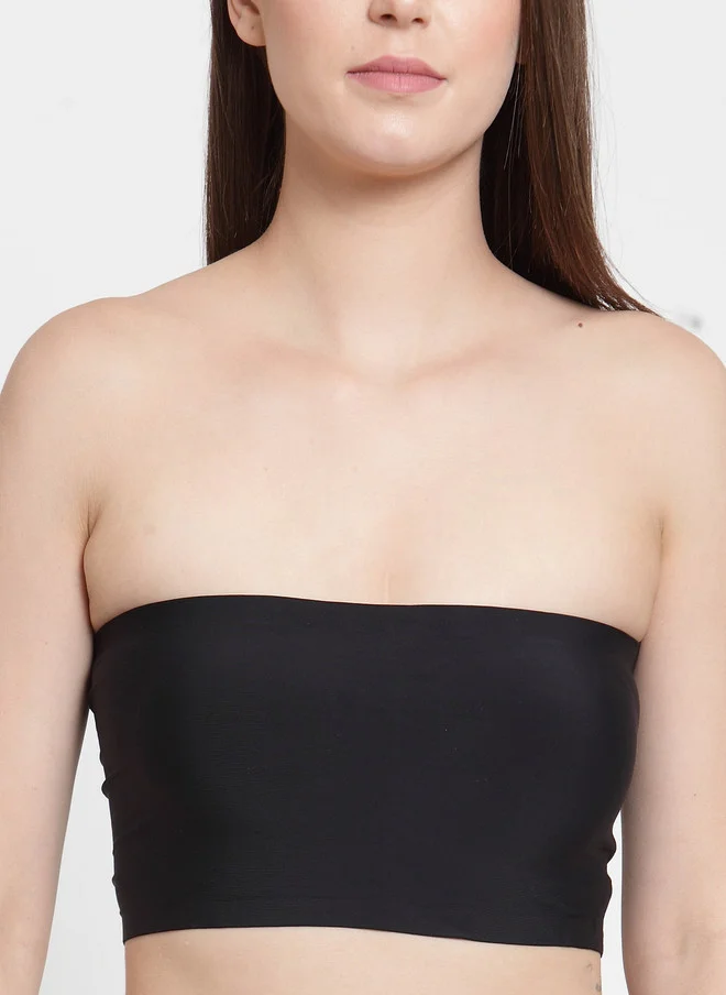 ليس اند مي  Laceandme Black Solid Non-Wired Lightly Padded Bandeau Bra 3015